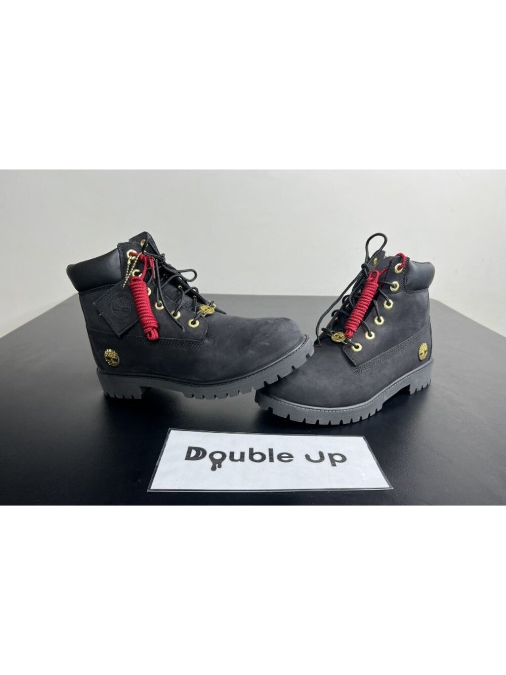 Timberland Boots 6 inch Black Gold Nubuck Suede Premium Kids Youth Junior Tb0a